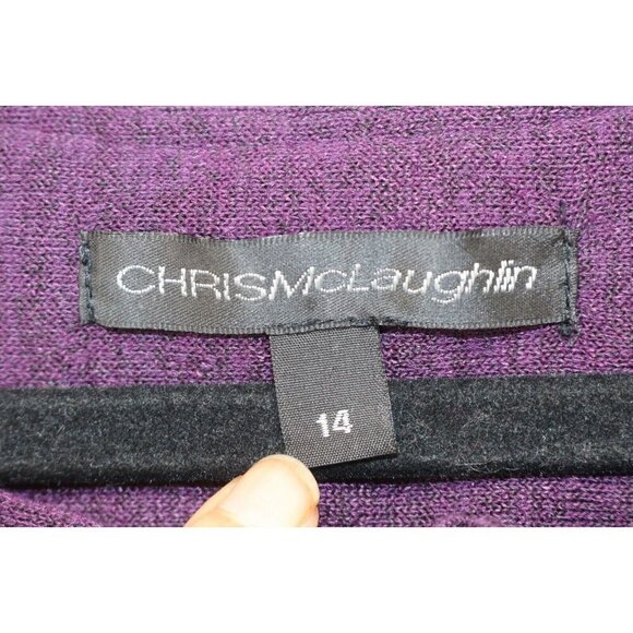 Chris Mclaughlin 3/4 Bell Sleeve Purple Dress-Size 14-Ruffles-Lined - Picture 4 of 8